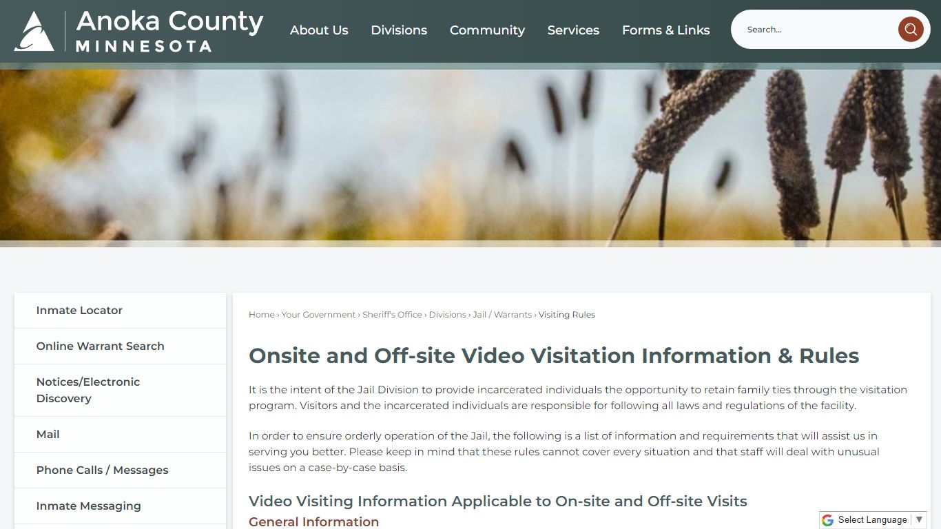 Onsite and Off-site Video Visitation Information & Rules | Anoka County ...